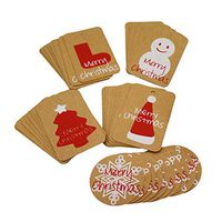 BESTonZON Christmas Hang Tags Kraft Paper Label with 10m String for Gift Packing 100pcs