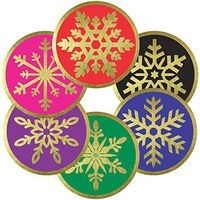 Snowflake Stickers Seals Labels - (Pack of 120) 2" Large Round Gold Foil Stamping for Christmas Holiday Cards Gift Envelopes Boxes