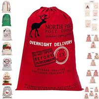 ForrestShop Christmas Bags, Burlap/Canvas Gift Bags, Santa Sacks, Drawstring Gift Bags for Kids | Multiple Sizes & Patterns | Goodie, Favors, Treats, Presents