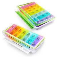 AUVON iMedassist Weekly Pill Organizer (Twice-A-Day) Bundle with AUVON iMedassist Moisture-Proof Pill Organizer (7-Day / 4-Times-A-Day)