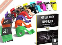 Physix Gear Sport Waterproof Kinesiology Tape 16ft Uncut Roll with 82pg EGuide - Ktapes Kinesiology Tape, Knee Tape for Knee,  Muscle Tape Kinesiology Tape for Sports Taping, Weightlifting Tape