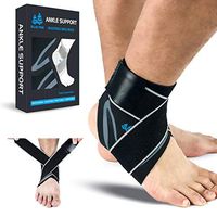 BLUE PINE Ankle Support Adjustable Ankle Brace Pair(2+2 PCs) with Compression Wrap Support (Gray, Medium)