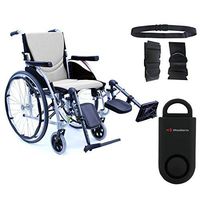 Karman S-Ergo 115 Ultra Lightweight Ergonomic Wheelchair | Seat Size 18" X 17" | Upgraded to Elevating Legrests | Quick Rrelease Wheels in Silver & Free 130 dB Black Safety Alarm! + Black Belt!