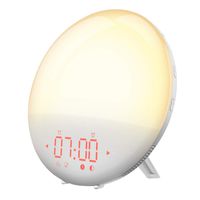 PICTEK Wake-Up Light Alarm Clock with Sunrise Simulation, Night Light Lamp, 20 Brightness, Dual Alarm with FM Radio, Touch to Snooze, 6 Natural Sound, Bedside Digital Alarm Clock, Gift for Kid Mother