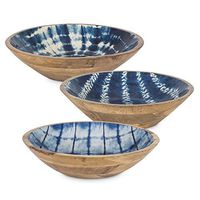 Gerson Indigo Serving Bowl 3/Assrt Home Decor, 16InL x 16InW x 4.5InH, Multicolor