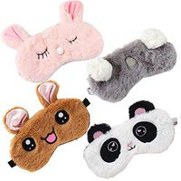 4 Pack Cute Animal Sleeping Sleep Mask Soft Plush Blindfold Cute Rabbit Panda Koala Eye Cover Eyeshade for Kids Teens Girls Women