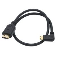 Mini HDMI to HDMI Cable 90 Degree 50cm 19.6inch High Speed Gold Plated Mini HDMI Right Angle Male to HDMI Male Cable1080P 3D w/Ethernet (0.5m, Right Angle)