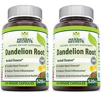 Herbal Secrets Dandelion Root 520 Mg 120 Veggie Capsules (Non-GMO) - Improve Gastrointestinal Health, Reduces Throat Inflammation, (Pack of 2)