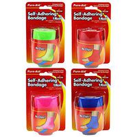 Pure-Aid Self Adhearing Bandage 3in x 2.5yds-1 roll-Multi-Color (4 Pack)