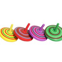 Guoainn 4Pcs Wooden Classic Toy for Kids Colorful Spinning Tops Developmental Kids Stress Relieve Toy Random Color 4pcs