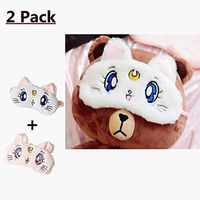 Sleep Mask with Eyelashes For Sailor Moon, Eye Cover with Lovely 3D Cute For Girls or Kids，Adjustable Sleeping Blindfold ，Sleep eye Mask For Adult for Traveling ，Sleeping ，Party, 2 Pack (White+Pink)
