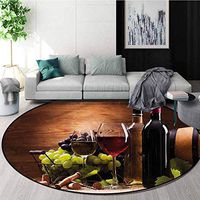 RUGSMAT Wine Round Rug,French Gourmet Tasting Foam Mat Living Room Decor Diameter-39