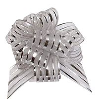 FQTANJU Pull Bow, Large, Organza, 6 Inches, 5 Pieces, Silver
