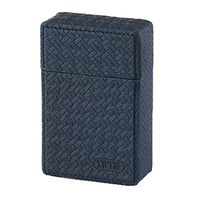 IWIM PU Leather Regular King Size 84mm 84's Cigarette Case - Magnet Lid Unique Luxury Hard Carrying Holder Box Cover Best Blank Solid Color Design for Men and Women Unisex (Navy)