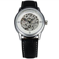 FORSINING Luxury Brand Men Skeleton Automatic Mechanical Military Watches Genuine Leather Wristwatch