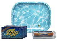 Trip 2 Clear Rolling Papers (3 Pack), Elements 79mm Roller, Leaf Lock Gear Mini Rolling Tray (Ripple) - 5 Item Bundle