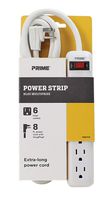 Prime Wire PB801115 6-Outlet Power Strip with 14-3 SJT 8-Feet Cord