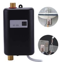 Julitech Indoor Tankless Water Heater, 3KW/3.4KW/3.8KW Electric Instant Hot Water Heaters with LED Digital Display for Shower Bathroom Kitchen,Black,3800w