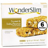 WonderSlim Gourmet High Protein Bar/Diet Bars with 10g Protein - Trans Fat Free, Cholesterol Free, Sweet & Salty Peanut Bar - 6 Box Value-Pack (Save 15%)