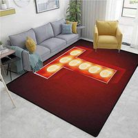YucouHome Letter T Plaid Bath Mats Carpet, Cinema Circus Club Theme Old Fashioned Show Business Inspired Typography, Durable Rugs - Living, Dinning, Office, Rooms & Bedrrom, Hallway Carpet(2'x 3')