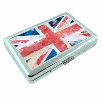 Union Jack Metal Silver Cigarette Case Holder Box