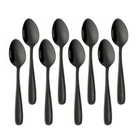 Do Buy 8 Pieces 18/10 Dessert Spoons Teaspoons Small Coffee Spoons Espresso Spoons, 5.5 Inch (Black)