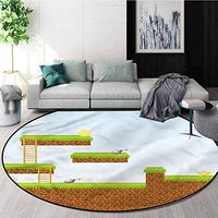 RUGSMAT Boys Room Round Area Rugs,Blocks and Star Coins Protect Floors While Securing Rug Making Vacuuming Round-59
