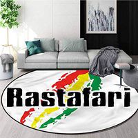 RUGSMAT Rasta Modern Vintage Rugs,Grunge Rastafari Quote Door Mat Indoors Bathroom Mats Non Slip Round-71