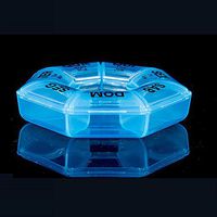 Weekly 7-Sided Pill Planner, Round Pill Box Medicine Tablet Case Container Storage Holder for Medicine Travel White Case Weekly Holder(8.5 * 2.5cm,Blue)