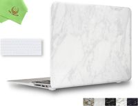 UESWILL 2in1 Marble Pattern Smooth Hard Shell Case Cover for MacBook Air 11 inch (A1465/ A1370) + Keyboard Cover + Microfibre Cleaning Cloth, (White)