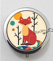 BlackKey Vintage Rainbow Fox Pattern 3-Compartment Decorative Pocket Gift Box Case Organizer for Pill, Color 1 -72
