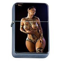 Egyptian Pin Up Girls Egypt Flip Top Oil Lighter S2 Smoking Cigarette Smoker Includes Silver Case