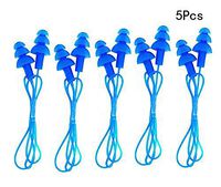 CTKcom 5 Pcs Silicone Gel Soft Earplug Corded String Ear Plugs for Swimming,Pack of 5,Blue