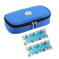 ONEGenug Portable Insulin Cooler Bag Temperature Display Epipen case Diabetic Organizer Medical Travel Cooler + 2 Ice Chill Packs(Blue)