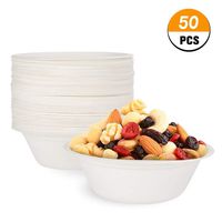 50 Pack Paper Bowls Disposable Natural Sugarcane Bowls Eco Friendly Bagasse Alternative Bowls Safe for Hot and Cold Foods - 8oz