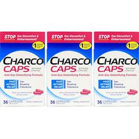 Charcocaps Anti-gas Formula 260 mg Per Capsule, 36 Capsules Each (3 Pack)