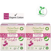 NATRATOUCH ~ COMPOSTABLE ~ Certified Organic Cotton Heavy Flow Pads (2 Pack Total 16 Pads)