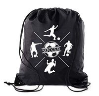 Soccer Party Favors | Soccer Drawstring Backpacks for Birthday Parties, Team events, and much more! - Black CA2500SOCCER S5