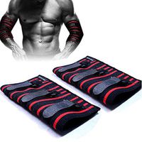 Adjustable Elbow Sleeve Brace Compression Support for Weightlifting Bodybuilding Bench Press Elbow Pad Protector (1 Pair) Kangkang (L)