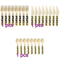 Amosfun Disposable Dinnerware Eco-Friendly Biodegradable Flatware Disposable Utensils Spoons Forks Knives for Parties Picnics Homes Busines