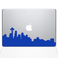The Decal Guru Seattle City Skyline Decal Vinyl Sticker, 11" MacBook Air, Dark Blue (2332-MAC-11A-DB)