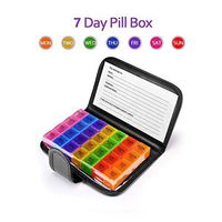 GHzzY Weekly Pill Box - 7 Day 28 Compartments Medication Organiser - Portable Travel Pill Case for Vitamins Fish Oils Supplements Medication