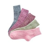Winter Women Socks 5 Pairs Vintage Style Knit Wool Casual Socks Thick Warm Colorful Socks (B)