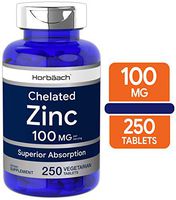 Chelated Zinc Supplement 100mg | 250 Tablets | High Potency & Superior Absorbtion | Vegetarian, Non-GMO, Gluten Free | by Horbaach