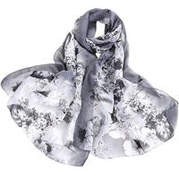 Theoylos Women's Silk Scarf Fashion Sunscreen Shawls Wraps for Headscarf&Neck Ladies Printing Long Soft Wrap Scarves Black