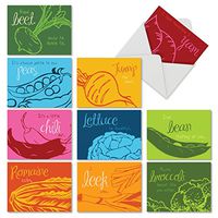 The Best Card Company - 10 Blank Food Note Cards Boxed (4 x 5.12 Inch) - All Occasion Assortment, Bulk Set - Veggie Verses M6589OCB