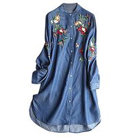 LISTHA Long Sleeve Denim Dress Women Button Down Shirt Dress Belted Jeans Tops