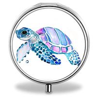 IMLONE Pill Organizer, Customized Turtle Pill Boxes with 3 Components and Mirror for Travelling and Daily Needs