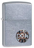 Zippo Button Logo Pocket Lighter, Street Chrome Button Logo