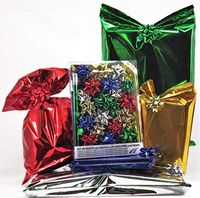 Made in Italy Elegant Mixed Colors 20 Gift Bags with 20 Bows in Metal Design - Self-Sealing Adhesive Flap